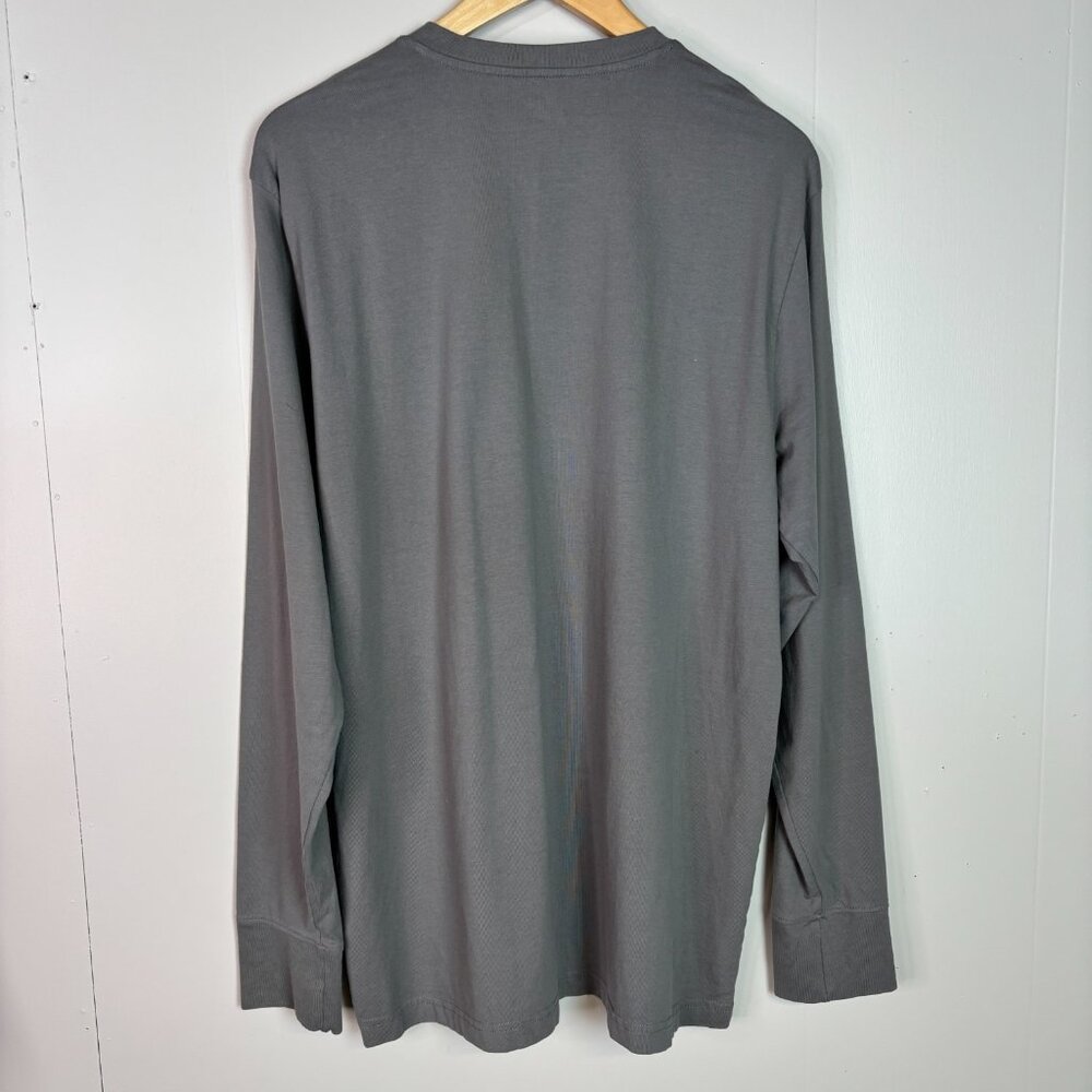 Lands End Shirt Large Henley Gray Stretch Cotton Long Sleeve Casual Men's - Picture 6 of 13